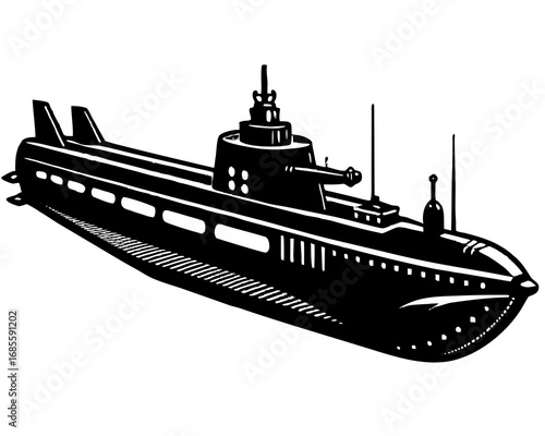 Vintage Submarine Silhouette