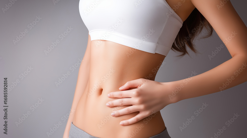 Fototapeta premium Promoting body health with fitness routines and mindful eating in a bright space