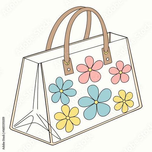 
a transparent bag with flowers on it
