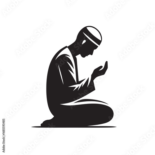 Muslim man praying in silhouette religious devotion