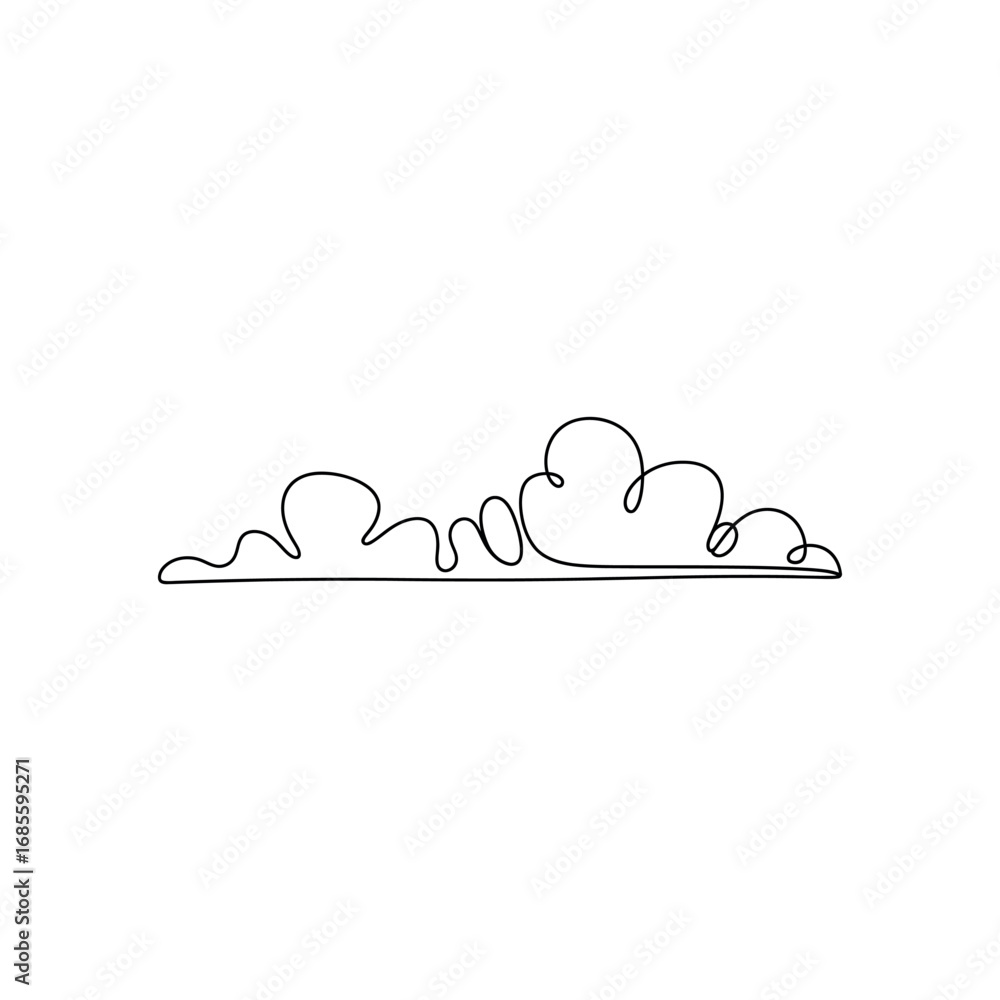 Fototapeta premium Black line art cloud formation against white background clouds weather