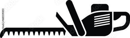 Black silhouette of a hedge trimmer on a white background