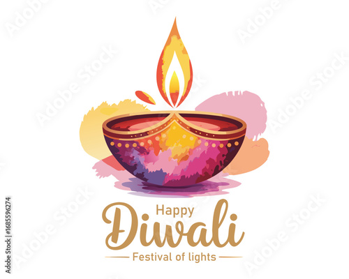 Diwali festival holiday design with paper cut style of Indian Rangoli. Purple color on yellow background, vector illustration.