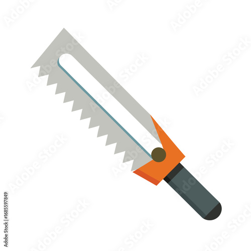 Hand Saw with Orange and Grey Handle tool carpentry