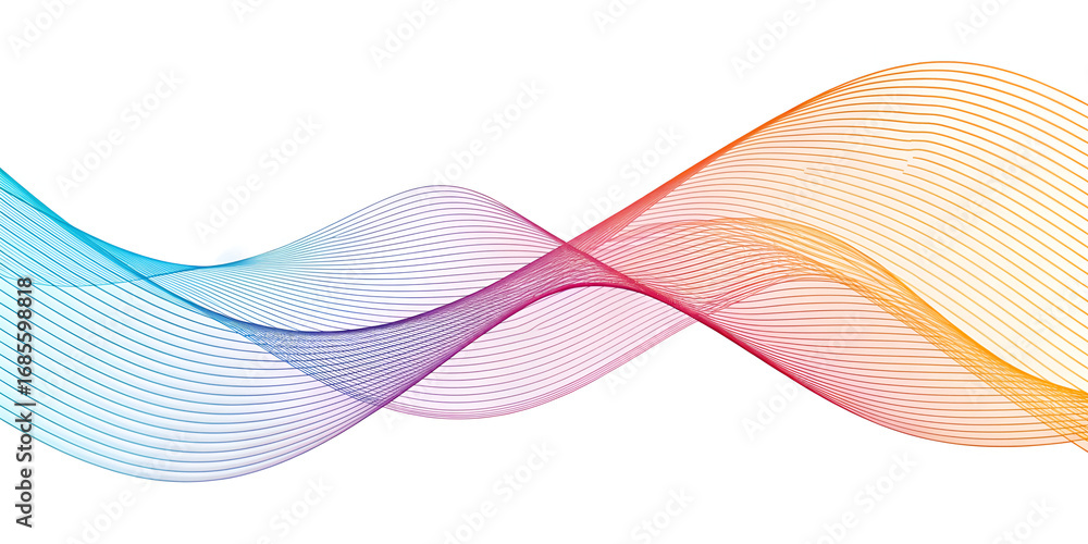 Fototapeta premium Abstract perspective line wave with vibrant gradient motion isolated on white