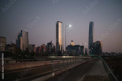 Santiago Skyline at Dusk with Skyscrapers