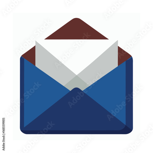 Open Blue Envelope with White Paper Inside mail letter