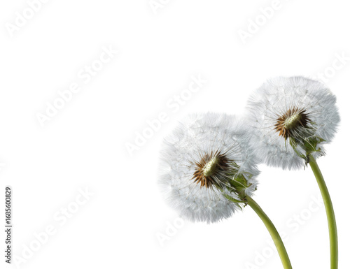 Close-up of two dandelion seeds