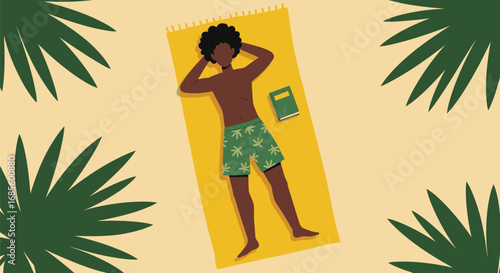 Relaxing by the Beach – Person Reading Under Palm Trees