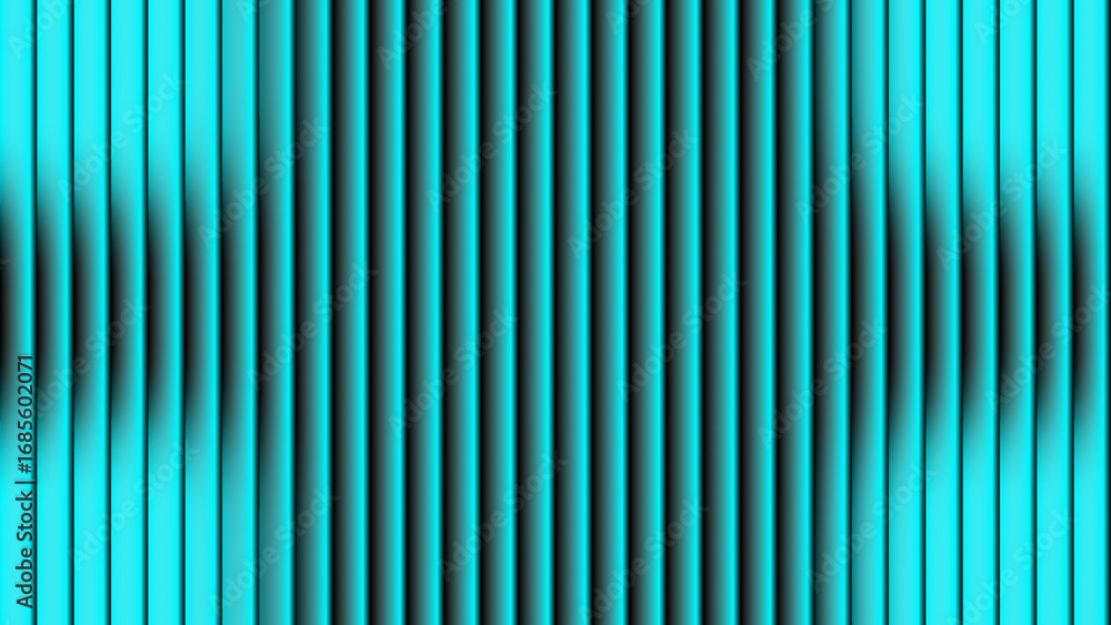 Abstract Background cool, modern pattern of vertical, vibrant teal bars with a subtle black gradient, creating a three-dimensional glass effect