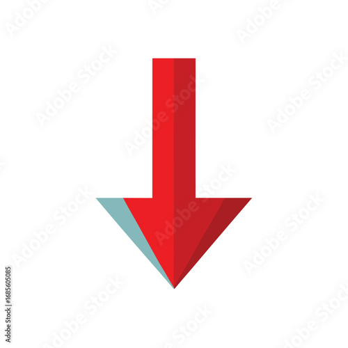 Red Downward Arrow with Shadow Effect direction