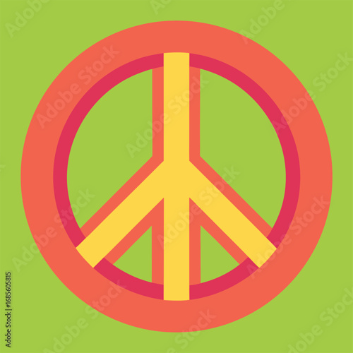 Vector peace sign icon in orange and yellow