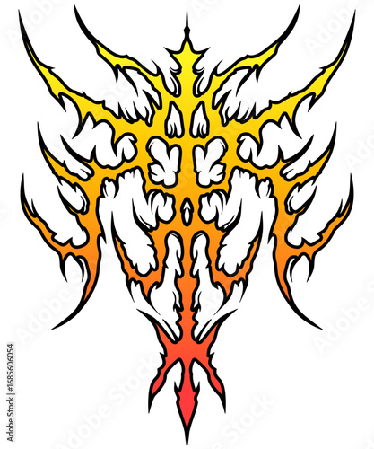 Cybersigilsm neo tribal with orange and red color 