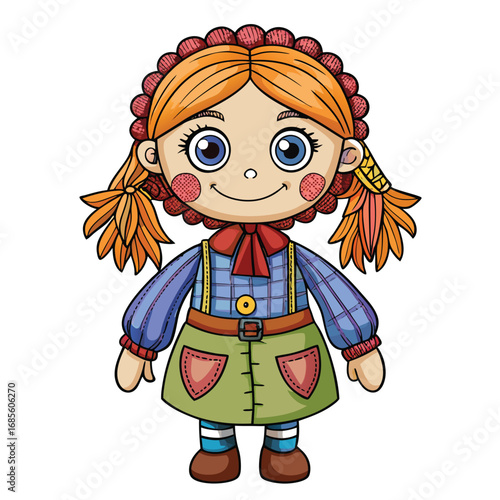 Colorful Cartoon Doll with Playful Expression and Unique Outfit