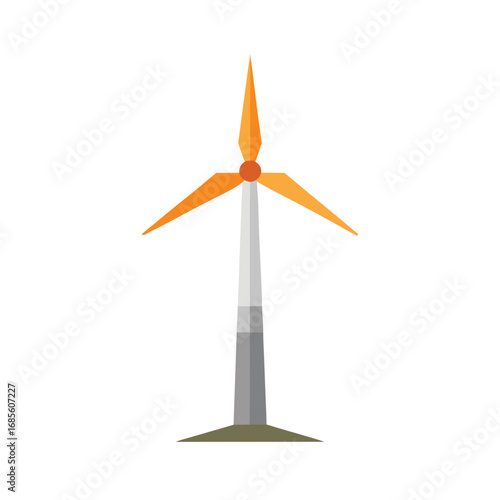 Wind Turbine With Orange Blades On A Gray Tower wind power