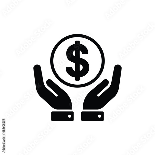 Financial Support Icon Hands Protecting a Dollar Symbol, Representing Money and Assistance