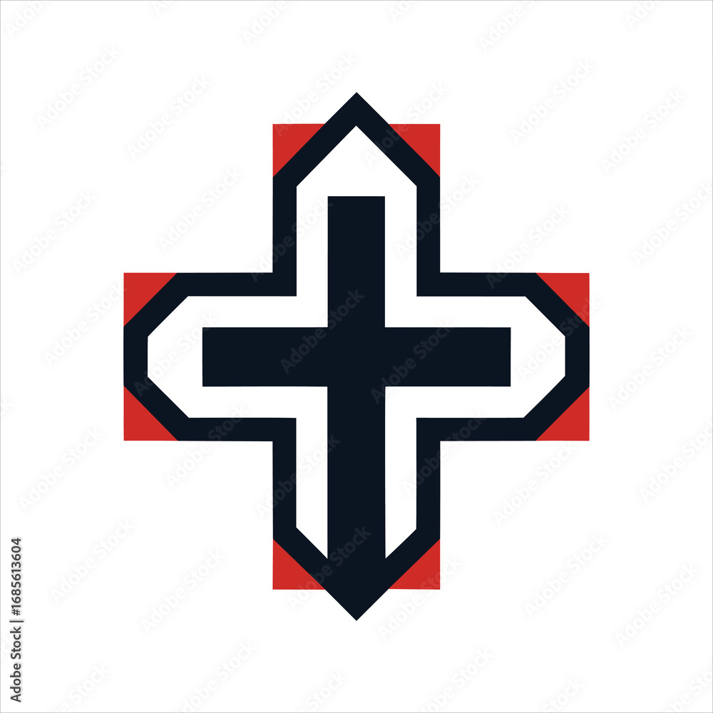 Obraz premium Cross Symbol Logo Vector Template Design