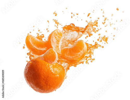 Orange slices exploding in juice