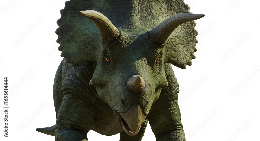Fototapeta premium Colorful Triceratops Dinosaur Figure against White Background 