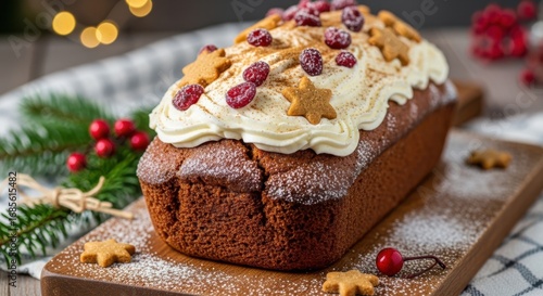 Wallpaper Mural Festive Cranberry Gingerbread Loaf Cake with Cream Cheese Frosting Torontodigital.ca