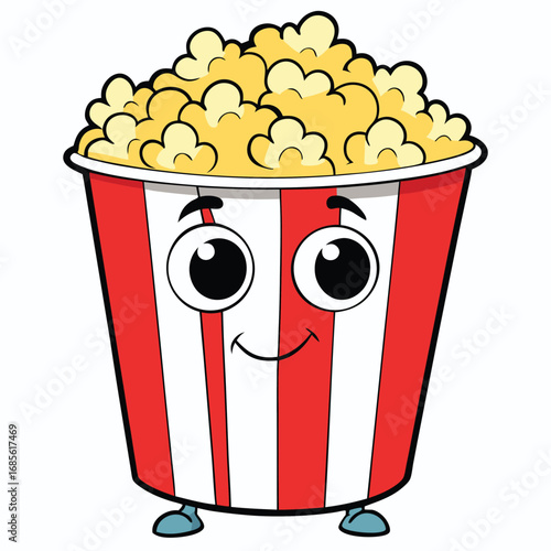 Beautiful flat design illustration of a popcorn box