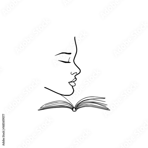 Woman reading book line art vector illustration education literature study knowledge learning reader female 100