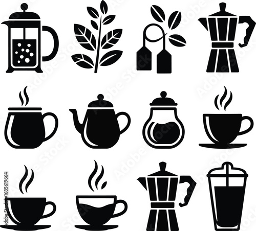 Beverage Icons French Press Coffee Tea Maker Cups coffee maker