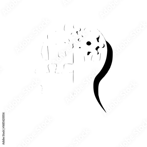 Mental health awareness brain puzzle pieces with abstract thinking and memory loss concept design vector