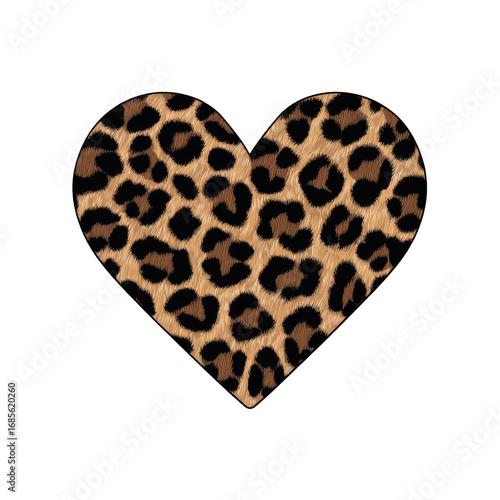 A heart-shaped design featuring a leopard print pattern