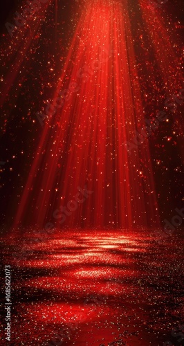 Red spotlight on a glittering surface