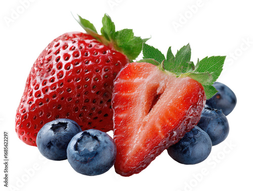 Fresh strawberries and blueberries, close-up (3)