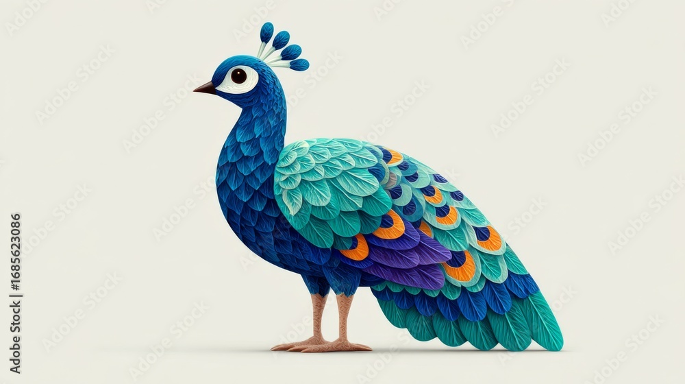 Fototapeta premium Creative cartoon peacock art
