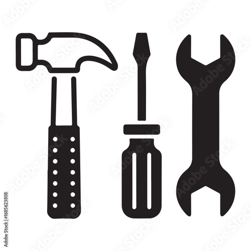 Wrench and repair tool silhouettes