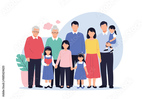 A loving multigenerational family portrait together