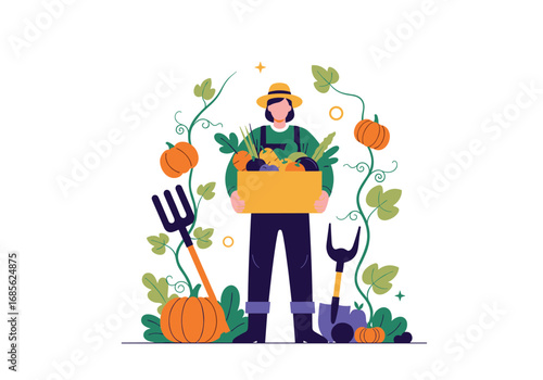 Harvest season abundance from the farm organic produce illustration