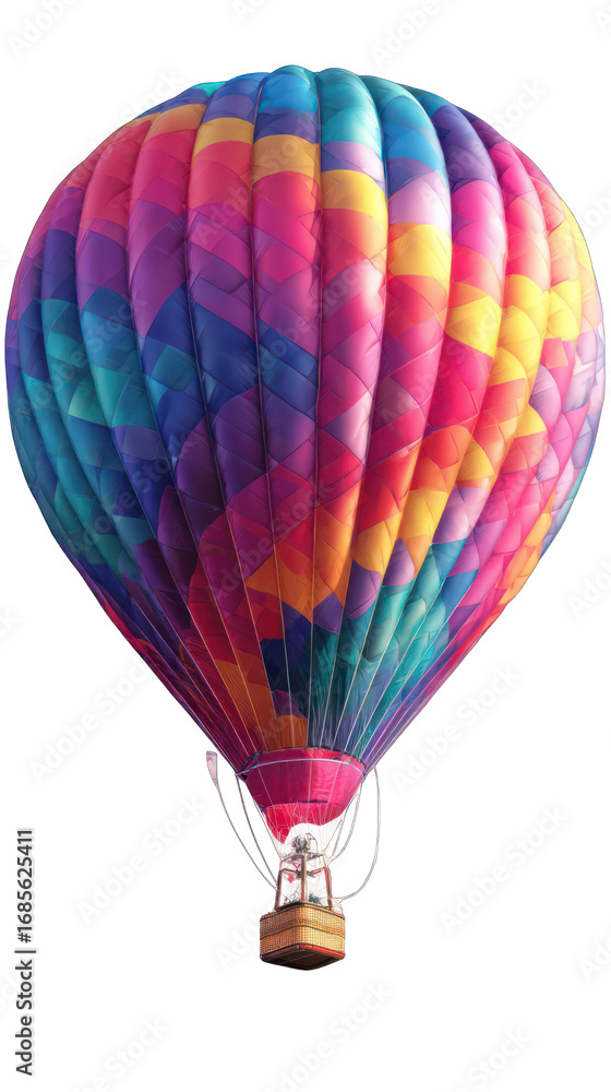 Naklejka premium Vibrant hot air balloon against black