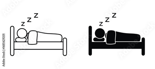 Sleeping Person Icon Line and Solid Style With Zzz symbol