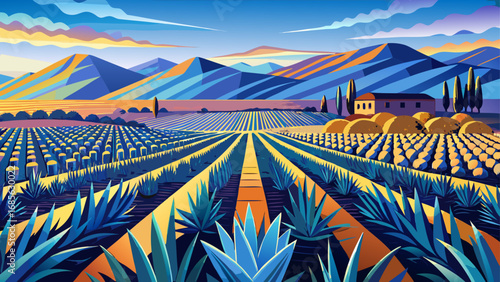 Tequila Landscape, Mexico stretches with endless rows of blue agave, traditional distilleries, and volcanic soils, embodying the cultural and economic heart of Mexico’s renowned spirit.