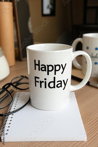 Happy Friday Mug on Desk