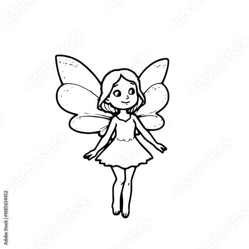 A whimsical illustration of a delightful fairy with delicate wings and a radiant smile, ready to inspire imagination and wonder.