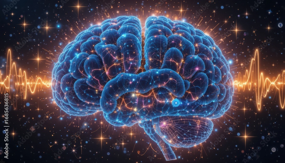 Fototapeta premium Exploring Boiled Eggs and Brainwaves in a Cosmic Environment