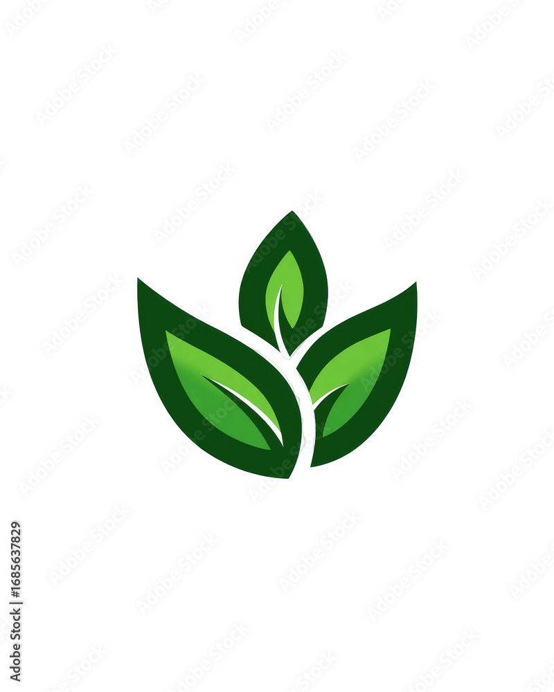 Naklejka premium Green leaves logo, stylized, nature-inspired, organic, growth