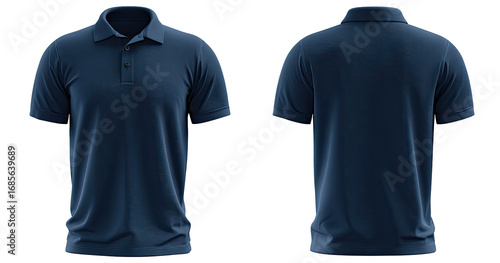 Dark navy polo shirt, front and back views (2)
