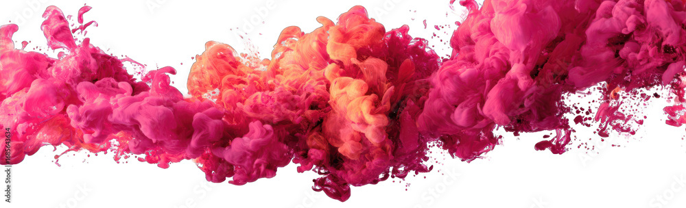 Obraz premium Abstract pink and orange ink in motion on black background