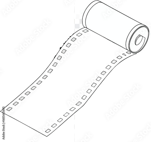 Rolled Up Paper With Perforated Edges on White Background