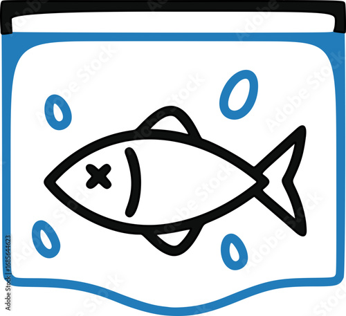 Dead Fish in Plastic Bag Microplastic Pollution Icon Vector. outline pollution icon