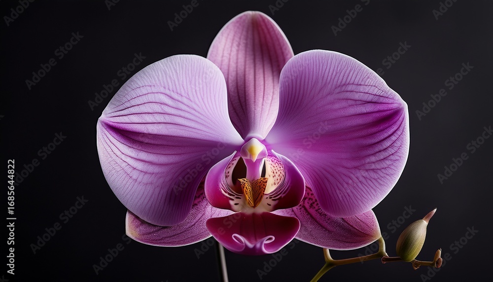 Fototapeta premium elegant orchid on a black background n stunning floral photography in high resolution