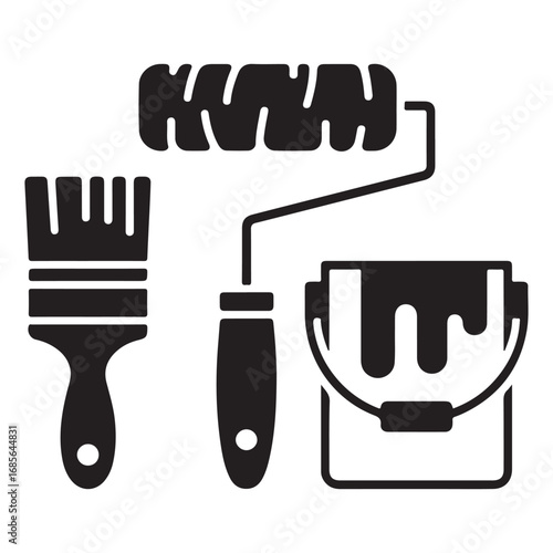 Paint brush roller and bucket set