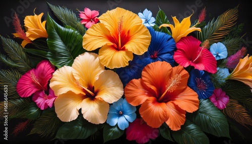 Wallpaper Mural vibrant hibiscus blooms a colorful floral arrangement celebrating tropical beauty and nature s artistry Torontodigital.ca