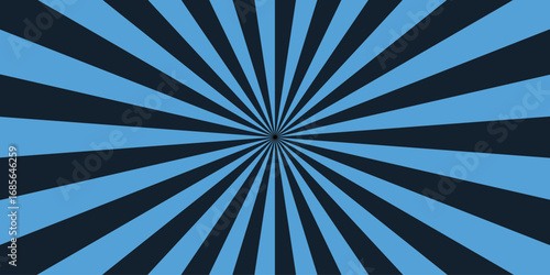 Abstract starburst retro spiral pattern sleek comic book style background. Pop art dark blue comic background.Vintage sunrays illustration swirl grunge backdrop line. sun beam vector banner design.